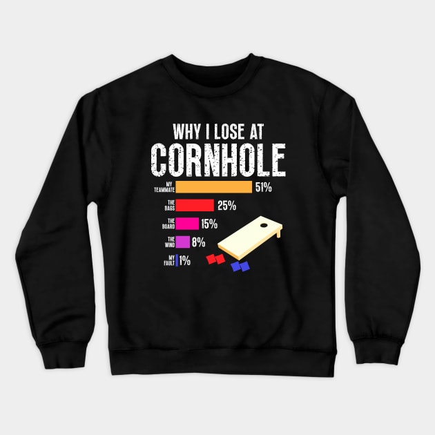 Funny Cornhole Player, Why I Lose at Cornhole Crewneck Sweatshirt by ArtistryThreads